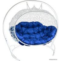 Подвесной диван M-Group Улей 11210110 (белый ротанг/синяя подушка)