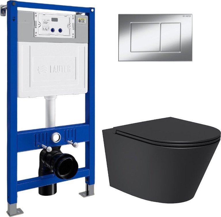 

Унитаз подвесной Lauter Longer 2110822B + 21901001 (кнопка 219701J, хром)