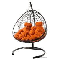 Подвесное кресло M-Group Для двоих 11450207 (коричневый ротанг/оранжевая подушка)