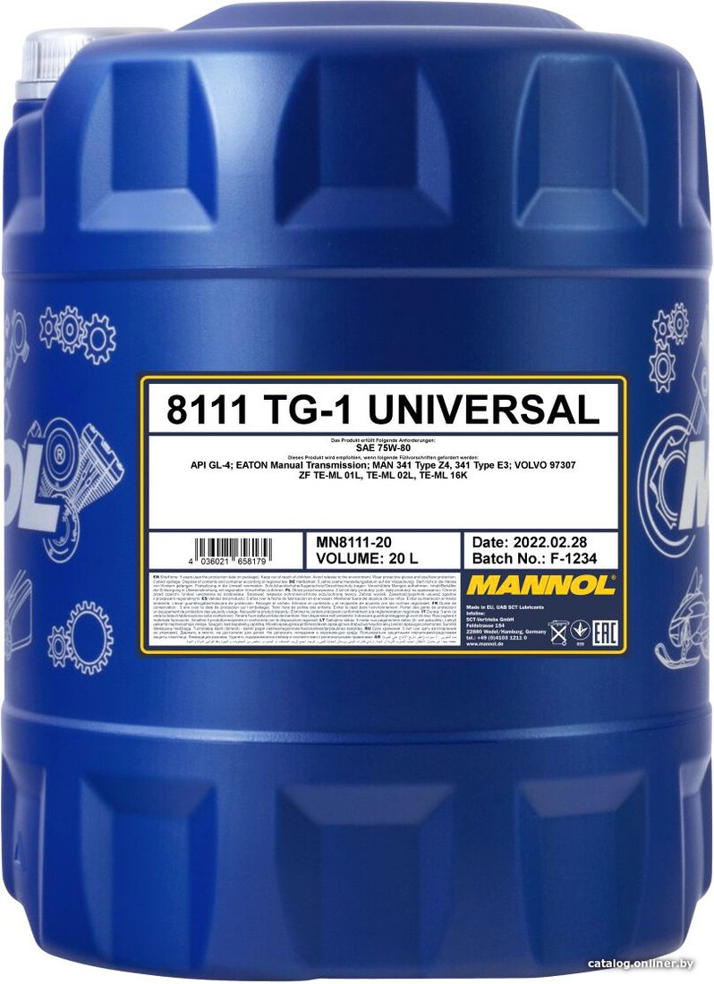 Трансмиссионное масло Mannol TG-1 Universal 75W80 GL-4 MN8111-20 20 л
