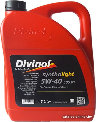 Моторное масло Divinol Syntholight 505.01 SAE 5W-40 4л
