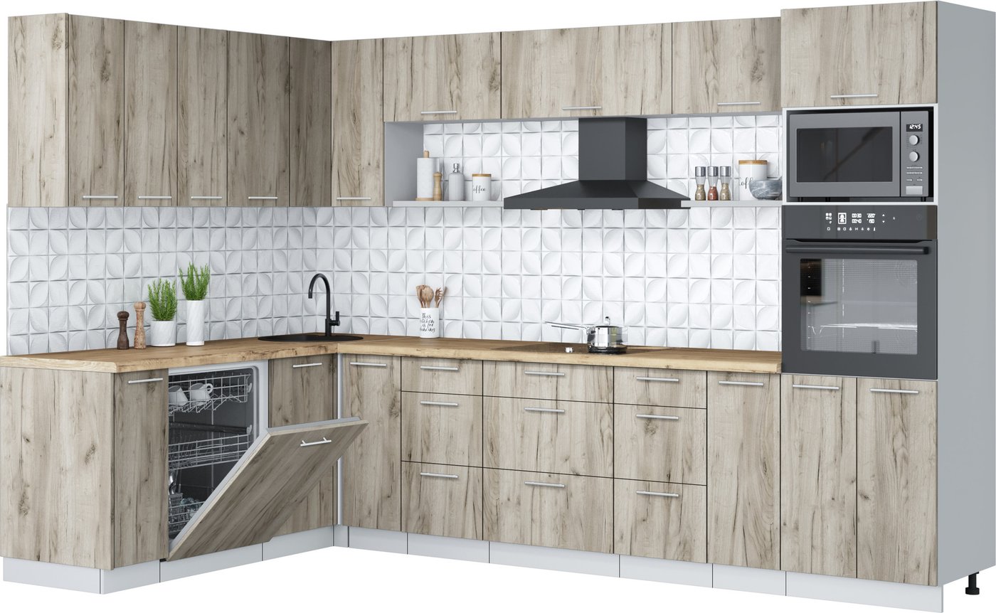 

Готовая кухня Интерлиния Мила Лайт 1.896х3.18 (дуб серый/дуб серый/дуб бунратти)