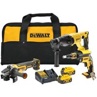  DeWalt DCK304P2 (шуруповерт, перфоратор, болгарка, 2 АКБ, сумка)
