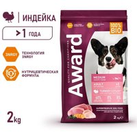 Сухой корм для собак Award Adult Medium с индейкой и курицей с добавлением моркови и смородины 2 кг в Могилеве