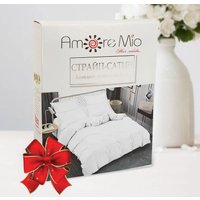 1.5-спальный комплект постельного белья Amore Mio Страйп-сатин Crystal 1.5 47937 (белый)