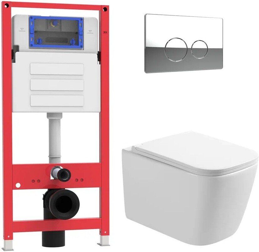 

Унитаз подвесной Oliveeka OL-MQ-003 + OL-1216 + OL-R22-CR (хром)