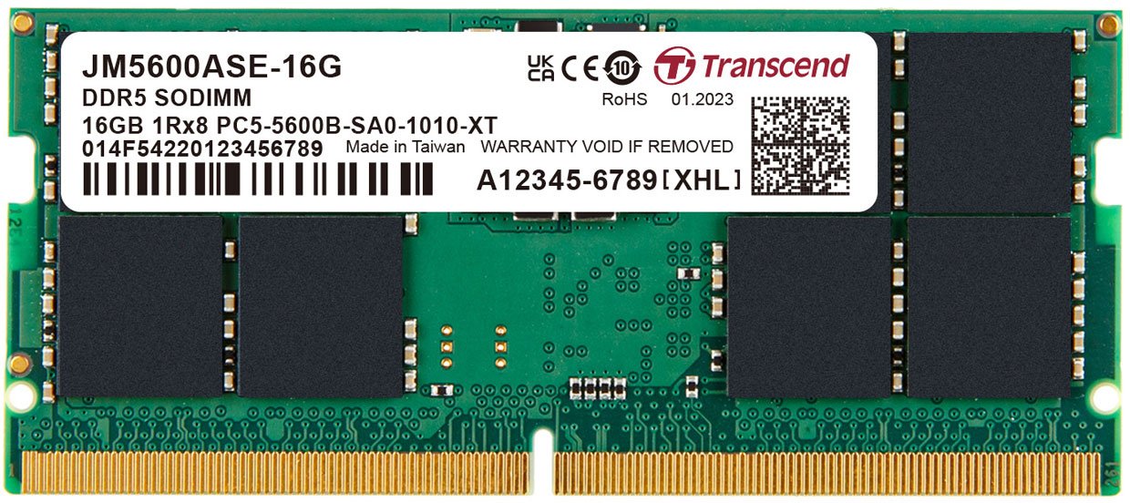 

Оперативная память Transcend JetRam 16ГБ DDR5 SODIMM 5600МГц JM5600ASE-16G