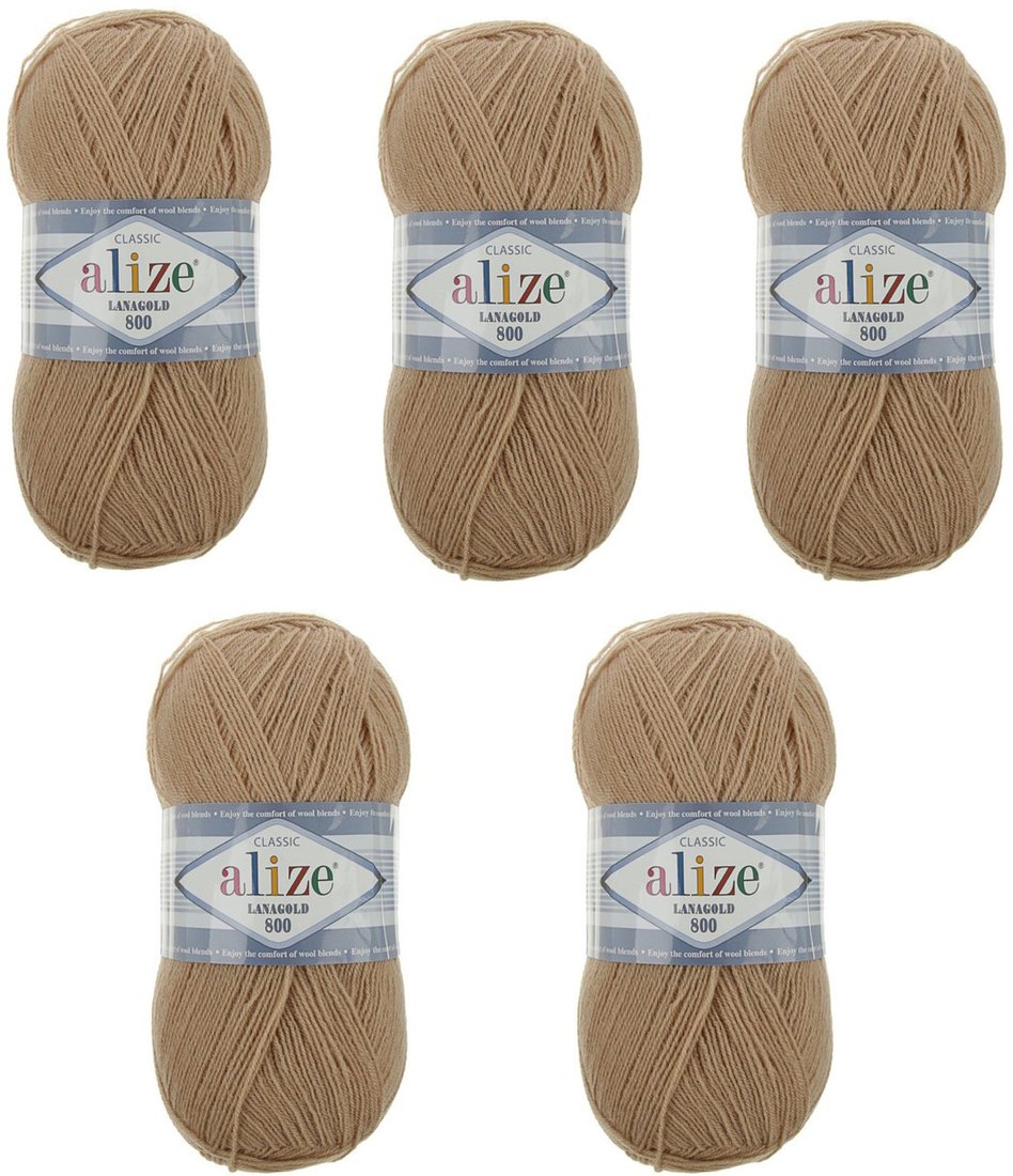

Пряжа для вязания Alize Lanagold 800 05 (800 м, бежевый, 5 мотков)