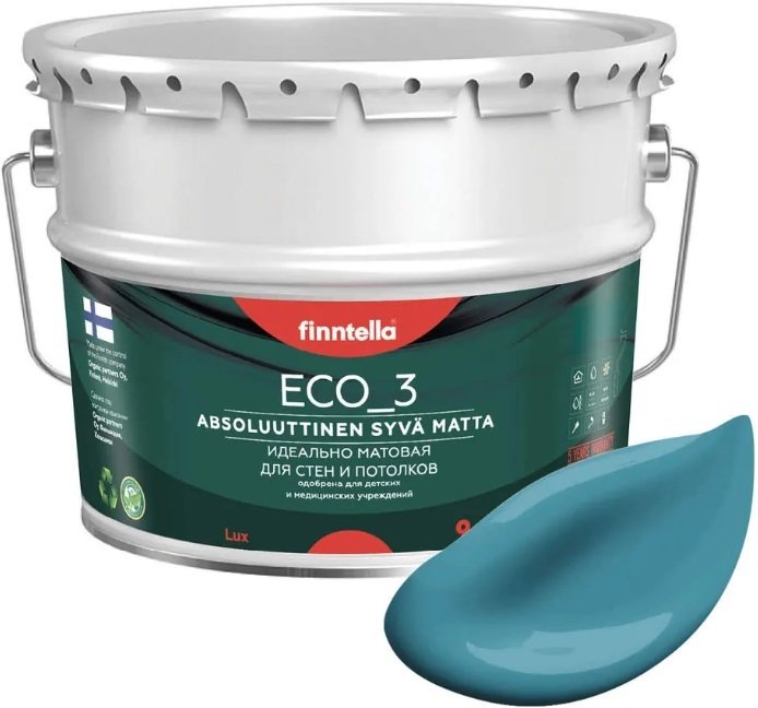 

Краска Finntella Eco 3 Wash and Clean Opaali F-08-1-9-LG259 9 л (голубой)