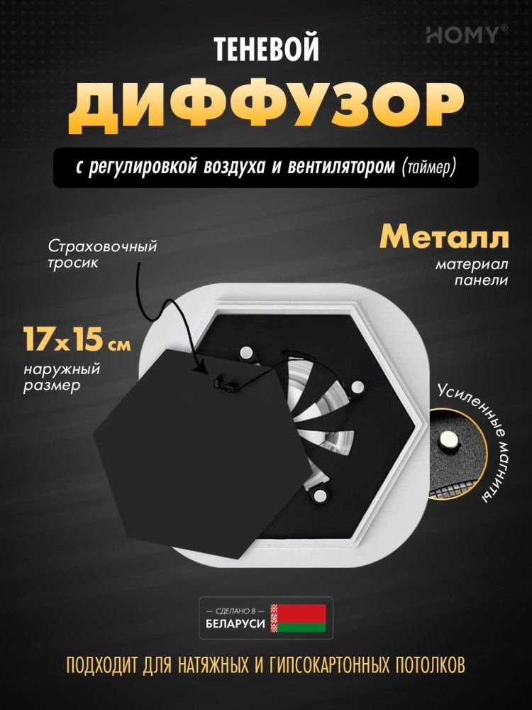 

Вентиляционная решетка HOMY AIR гексагон AH100BRT 17x15 (черная)