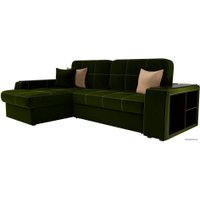 Угловой диван Лига диванов Брюссель 29387 (левый, микровельвет, зеленый)