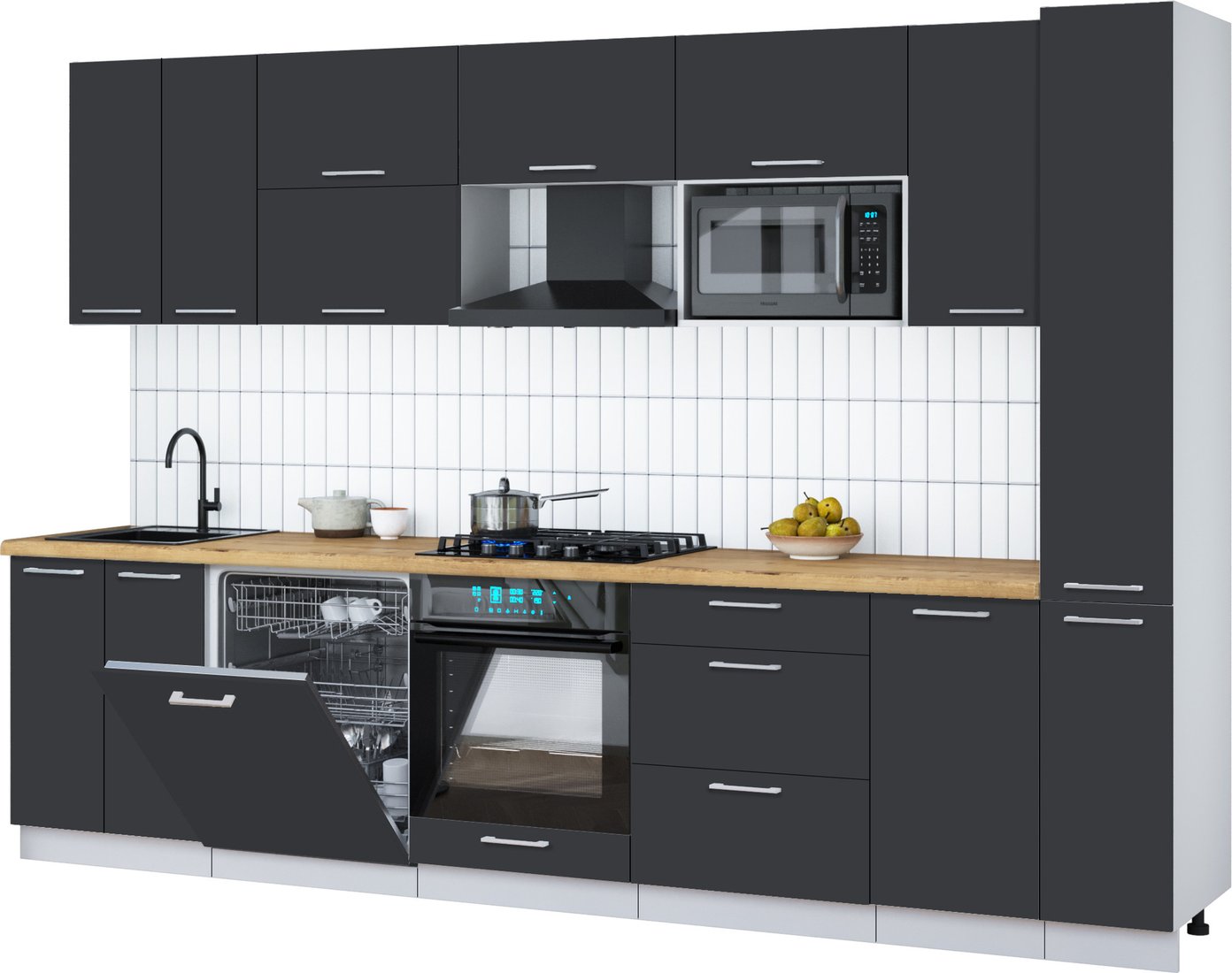 

Готовая кухня Интерлиния Мила Gloss 3.1-ПМ2 (пепел/пепел/дуб бунратти)