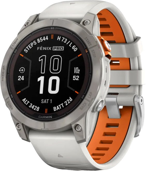 Умные часы Garmin Fenix 7 Pro Sapphire Solar (титан/оранжевый)