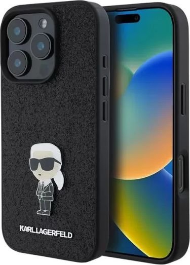 

Чехол для телефона Lagerfeld Fixed glitters NFT Karl Ikonik Metal pin для iPhone 16 Pro Max KLHCP16XGKNPSK