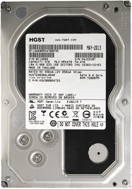 

Жесткий диск HGST Ultrastar 7K4000 3TB HUS724030ALA640