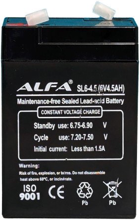 

Аккумулятор для ИБП ALFA SL6-4.5 (6V-4.5Ah)