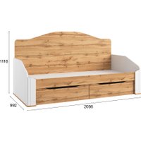 Кровать-тахта Involux Sale 90x200 с ящиками км0144 (белый премиум/дуб натюрель)