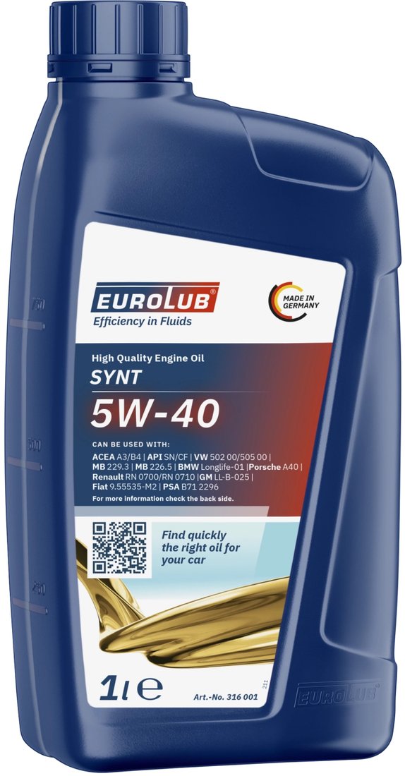 

Моторное масло EUROLUB Synt 5W-40 1л