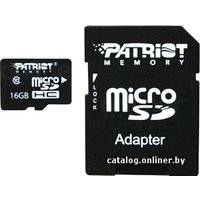 Карта памяти Patriot microSDHC (Class 10) 16 Гб + адаптер (PSF16GMCSDHC10)