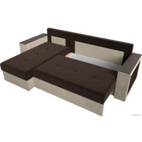 Угловой диван Лига диванов Дубай лайт левый (микровельвет коричневый/бежевый)