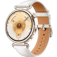 Умные часы Huawei Watch GT 6 41 мм (золотистый, с белым кожаным ремешком, международная версия) + наушники Huawei FreeBuds 6i по акции