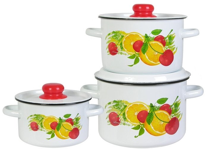 

Набор кастрюль СтальЭмаль Фрутта 1с144