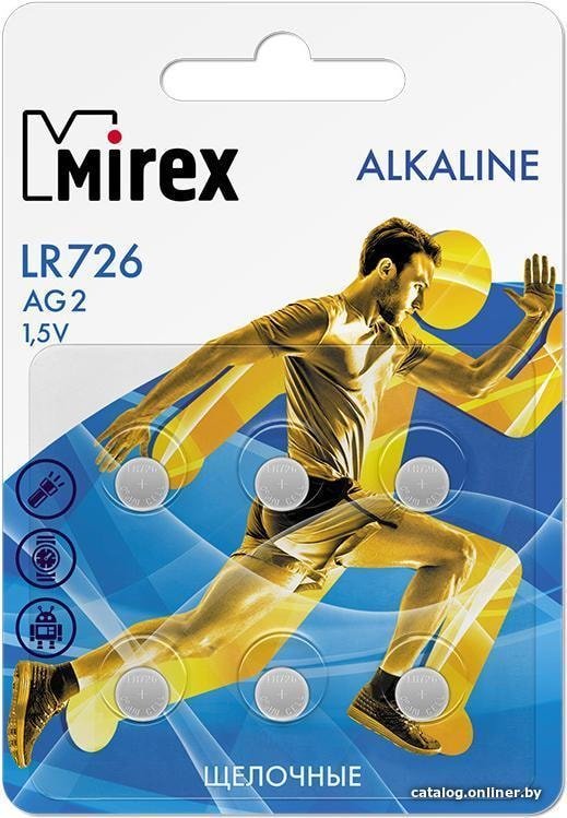 Батарейка Mirex LR726 (AG2) блистер 6 шт. 23702-LR726-E6