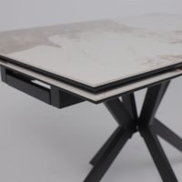 Кухонный стол Lepremo AV 2111 МДФ+керамика раздвижной 1200-1800x800 (белый глянцевый Pandora/черный)