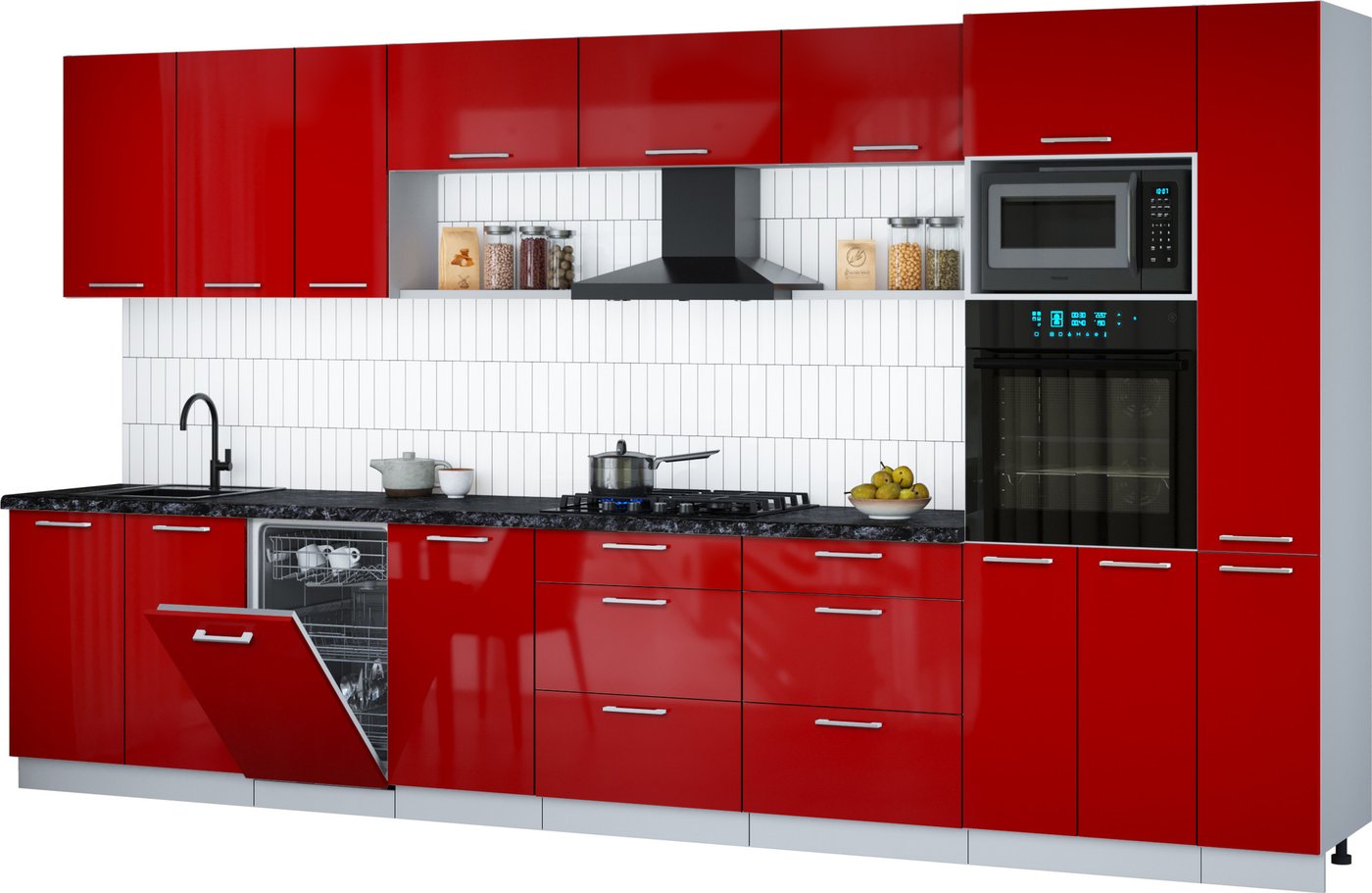 

Готовая кухня Интерлиния Мила Gloss 3.8-ПМ3 (красный глянец/красный глянец/кастилло темный)