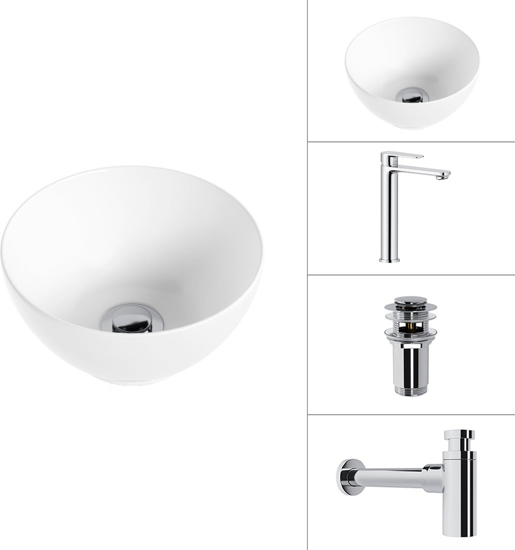 Умывальник Lauter 21601E + Moon 21СK81691C + сифон 21635CH + дон.клапан 21190CH (хром)