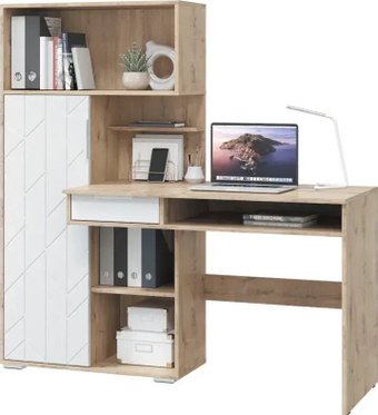 Офисный стол MLK Бэйсик (дуб бунратти/белый)