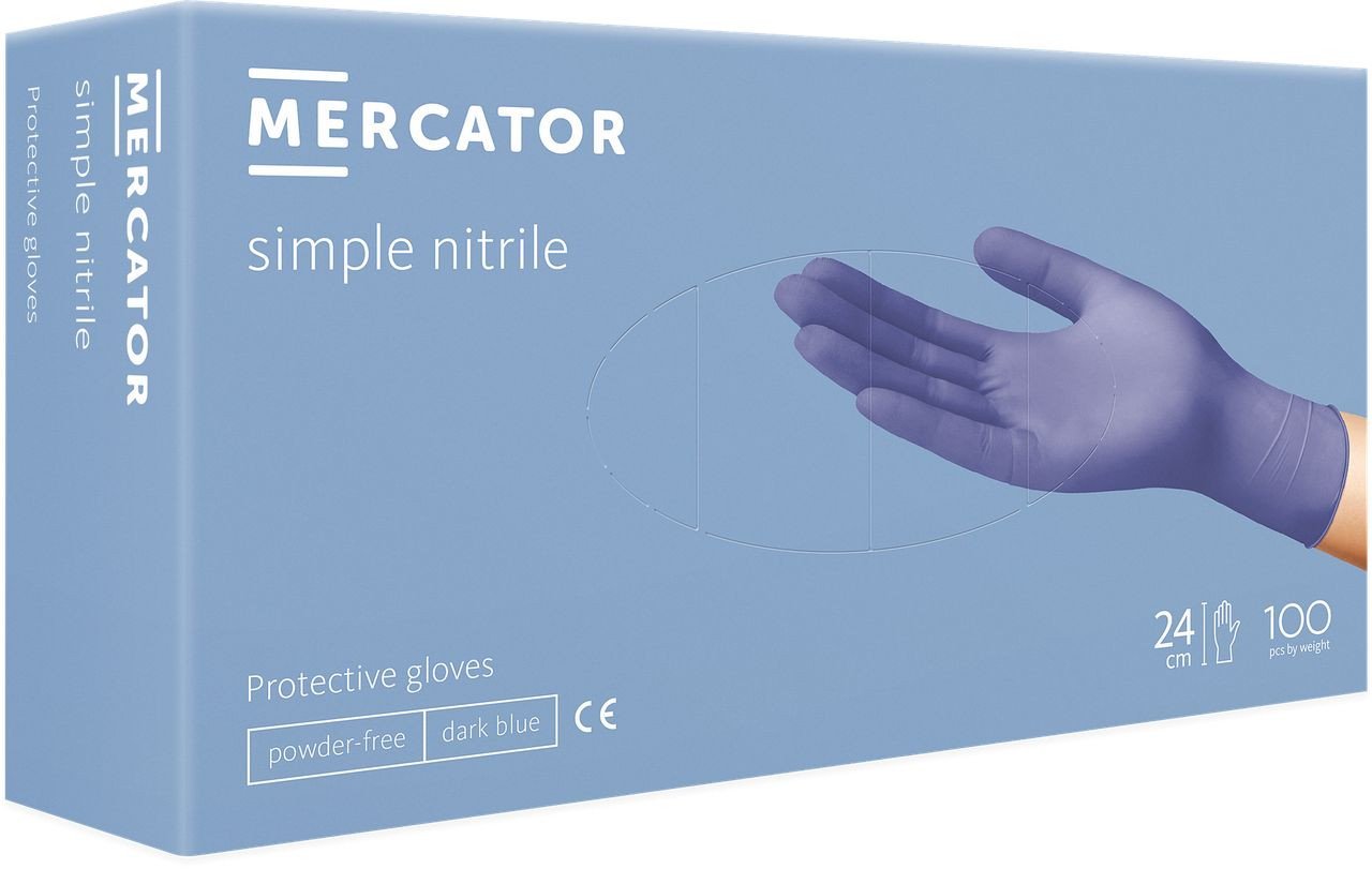 Нитриловые перчатки Mercator Simple nitril (S, 100 шт, синий)