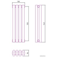 Стальной трубчатый радиатор Сунержа Эстет-11 500х180 4 секции (матовая шампань)