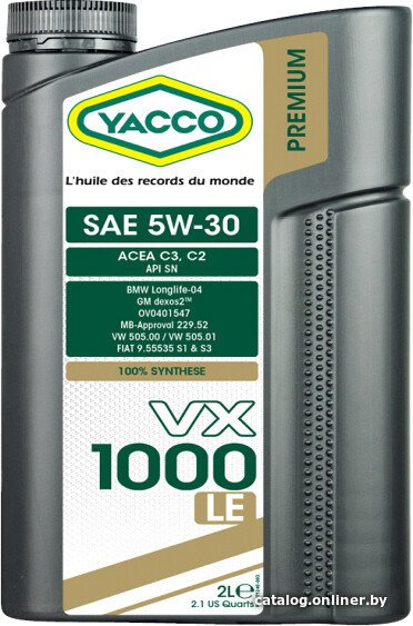 Моторное масло Yacco VX 1000 LE 5W-30 2л