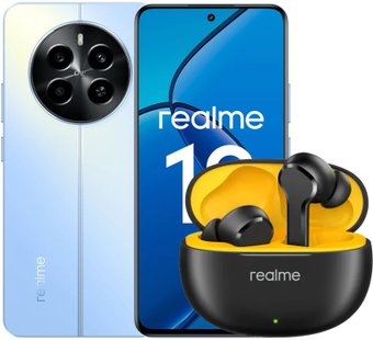 Realme 12 RMX3871 8GB/256GB международная версия (голубой рассвет) и наушники Realme Buds T110 (черный)