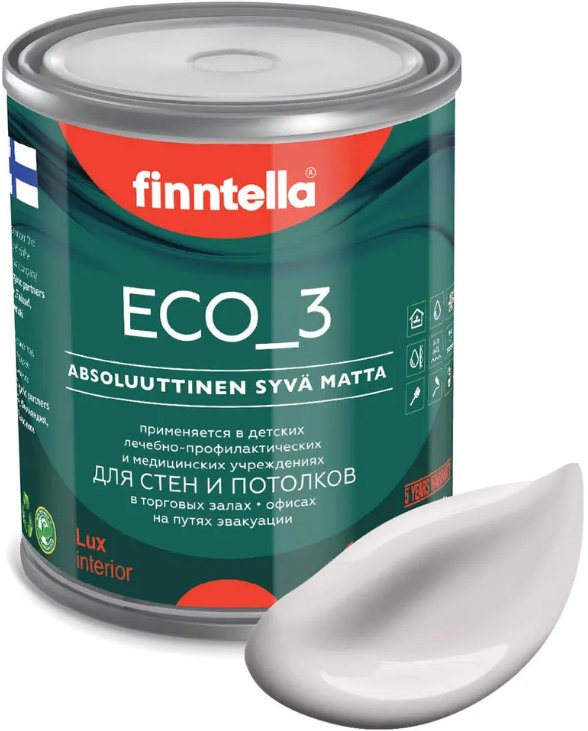 

Краска Finntella Eco 3 Wash and Clean Arkuus F-08-1-1-LG286 0.9 л (нежно-бежевый)