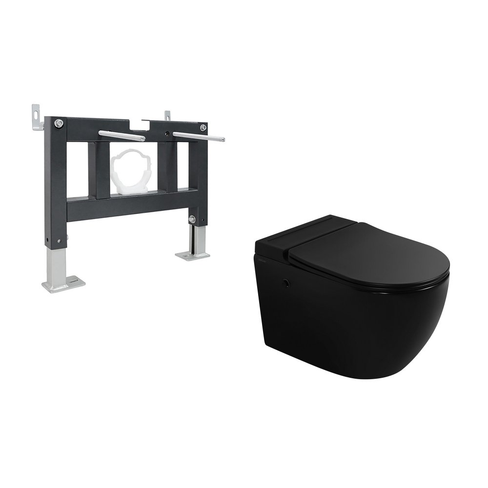 

Унитаз подвесной Abber Bequem AC1108PMB-AC0101P (с импульсным смывом)