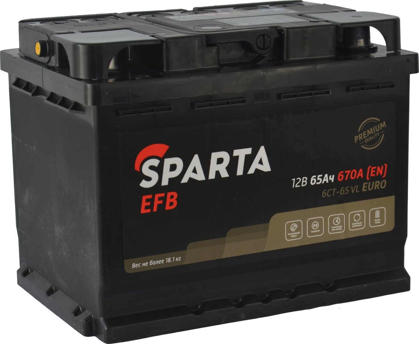 

Автомобильный аккумулятор Sparta EFB 6CT-65 VL Euro (65 А·ч)