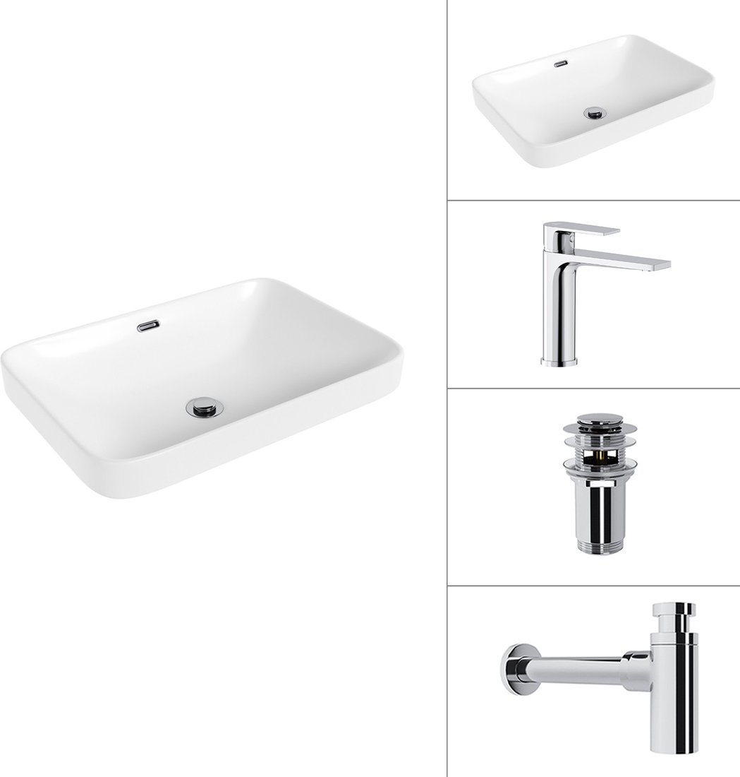 Умывальник Lauter 21441B + Reef 21CK678C + сифон 21635CH + донный клапан 21190CH (хром)