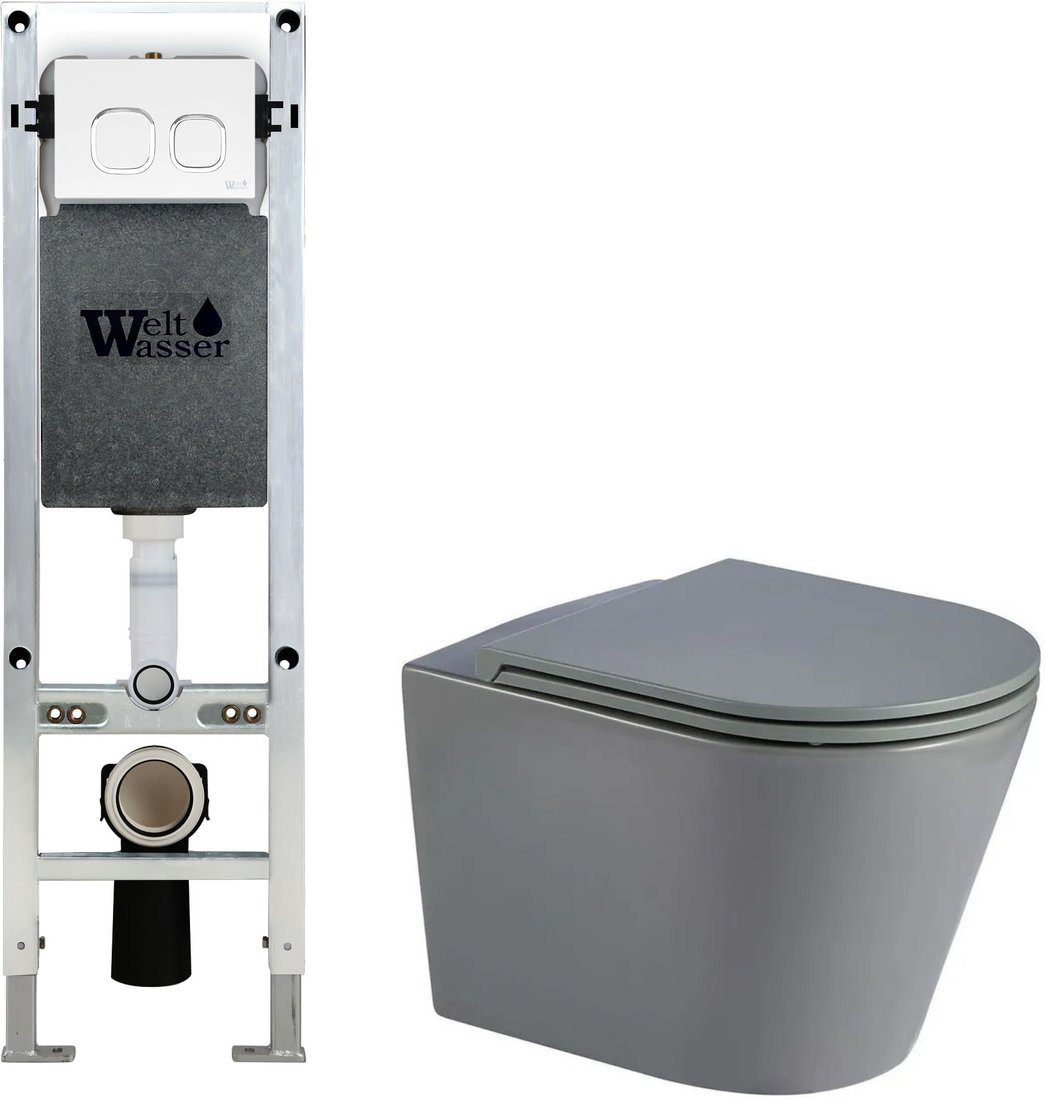 

Унитаз подвесной WeltWasser Amberg 350 ST + Salzbach 043 MT-GR + Amberg RD-WT (серый матовый)