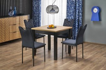 Кухонный стол Halmar Qubik 80-200/80/76 (дуб артизан/черный)