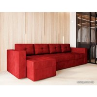Угловой диван Настоящая мебель Константин Long (левый, боннель, вельвет, красный)
