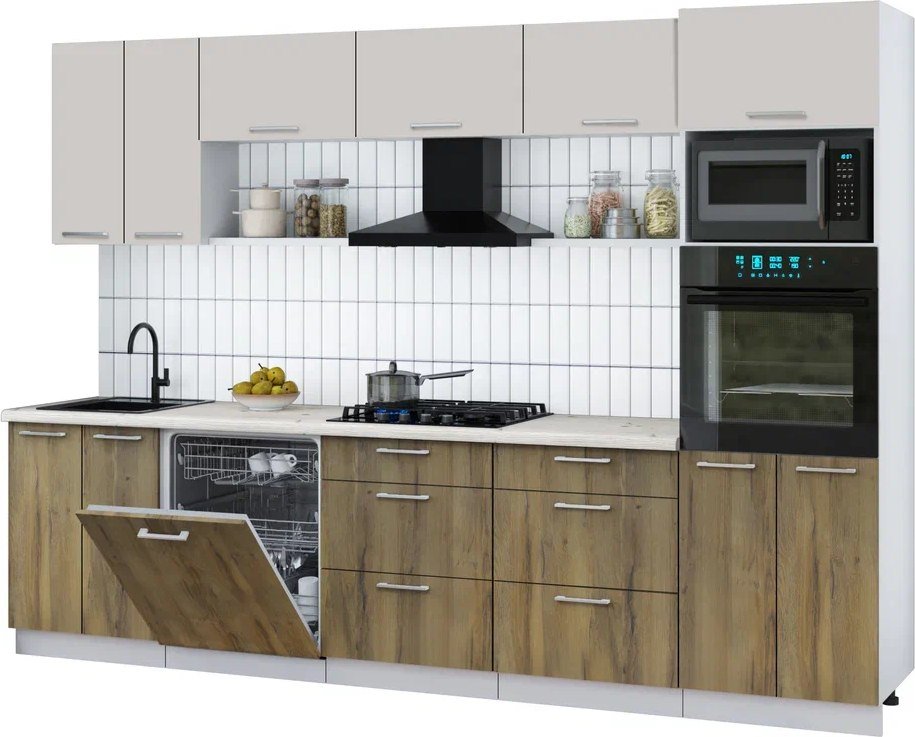 

Готовая кухня Интерлиния Мила Gloss 3.0-ПМ1 (дуб вотан/кашемир/бискайская сосна)