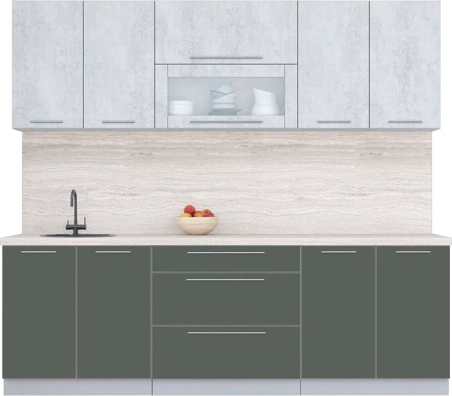 

Кухонный модуль Интерлиния Мила Пластик 2.4 В (оксид светлый/шторм/травертин серый)