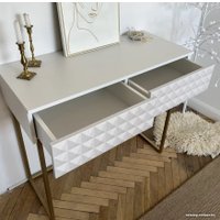 Консольный стол Shtabe Simple 7011 эко (травертин/белый/золото)