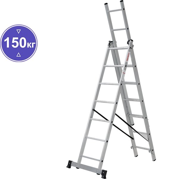 

Лестница-стремянка Новая высота NV 123 алюминиевая трёхсекционная 3x7 ступеней