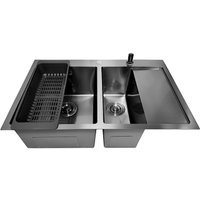 Кухонная мойка Stellar Decor S7850NB-2L-D (нано черный)