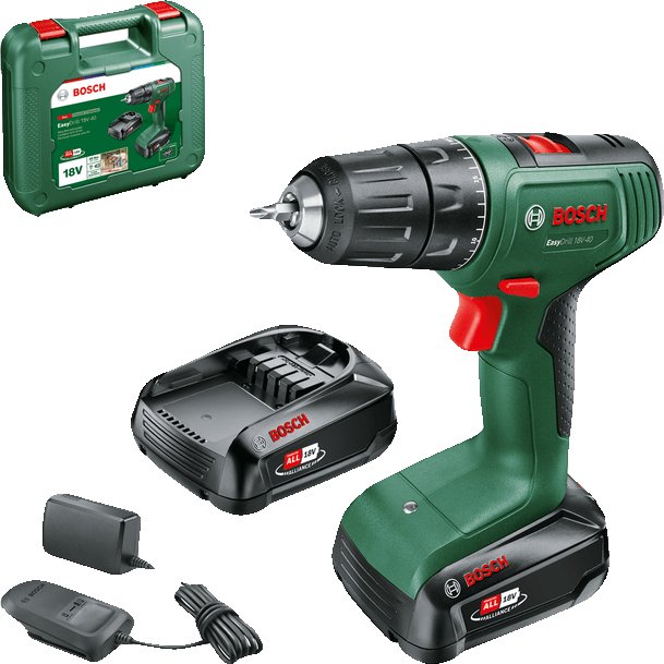 

Дрель-шуруповерт Bosch EasyDrill 18V-40 06039D8005 (с 2-мя АКБ 2 Ач, кейс)