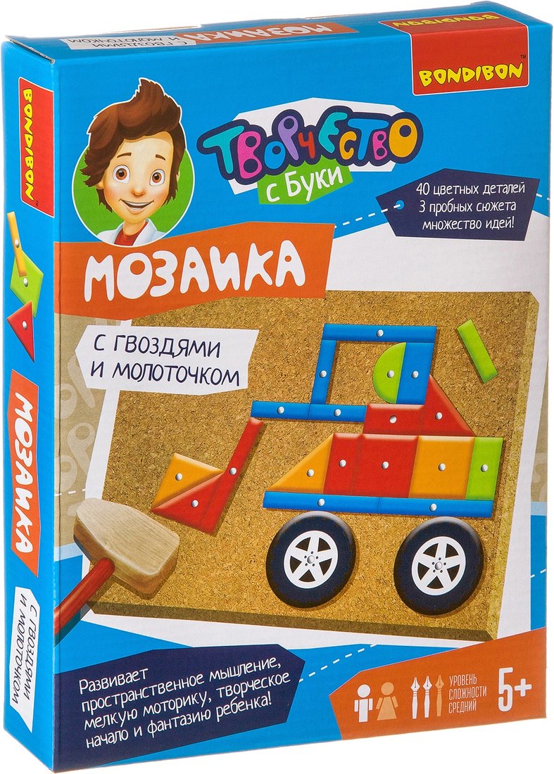 

Мозаика/пазл Bondibon Мозаика с гвоздями и молоточком Техника ВВ3409