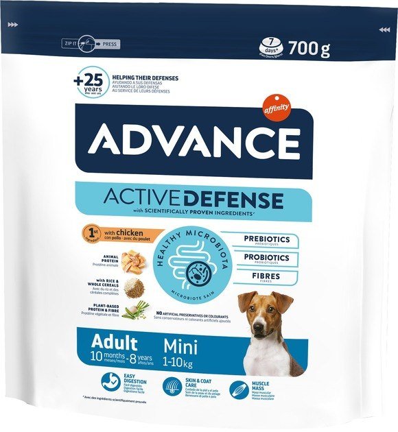 

Сухой корм для собак Advance Mini Adult с курицей и рисом 700 г